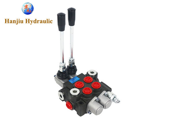 2P40 Monoblock Hydraulic Valve 40L Flow, 2 Spool, BSP Port G3/8, 3 Position Spring Return