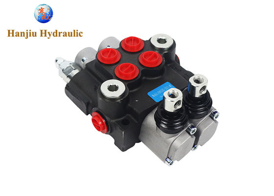 2P40 Monoblock Hydraulic Valve 40L Flow, 2 Spool, BSP Port G3/8, 3 Position Spring Return