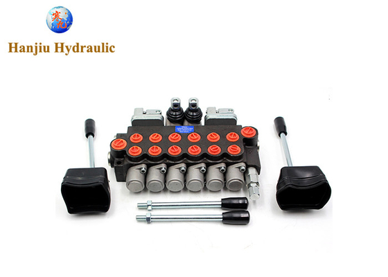 Válvula de dirección hidráulica de 6 bobinas 11 gpm 40L/min 6p40 con 2 joysticks Válvula de monobloque