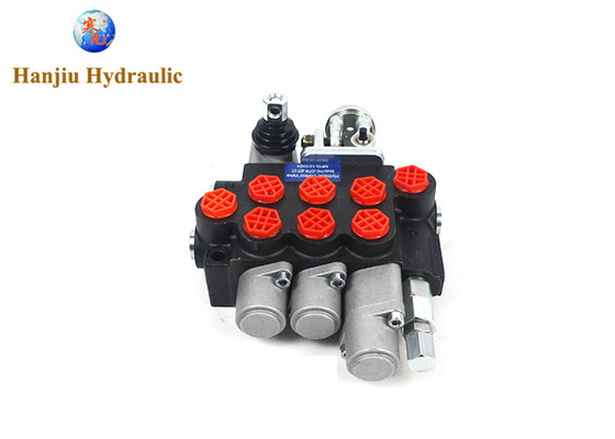 Válvula de control direccional de monobloque 40 L/Min 11GPM 3 bobinas 4 posiciones doble accionamiento + joystick