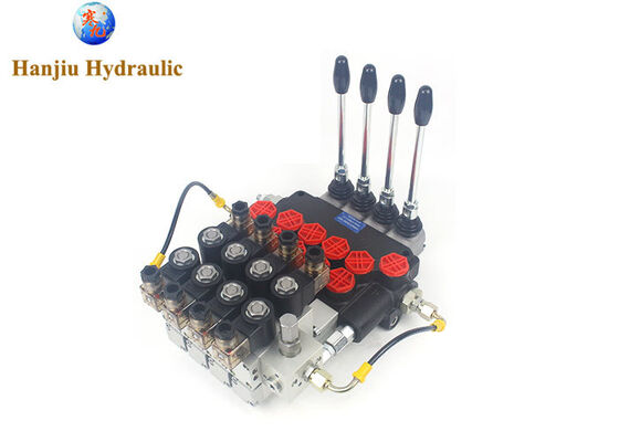 Válvula de control direccional hidráulica 4P80 con 80 ml/min 4 manijas, válvula eléctrico-neumática